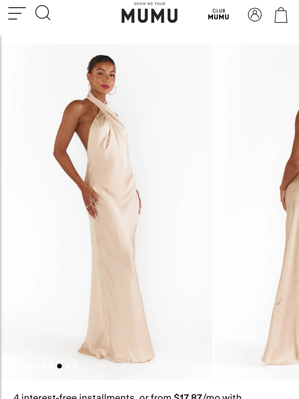 Show Me Your MuMu Champagne Jasmin Halter Satin Halter Maxi Dress
